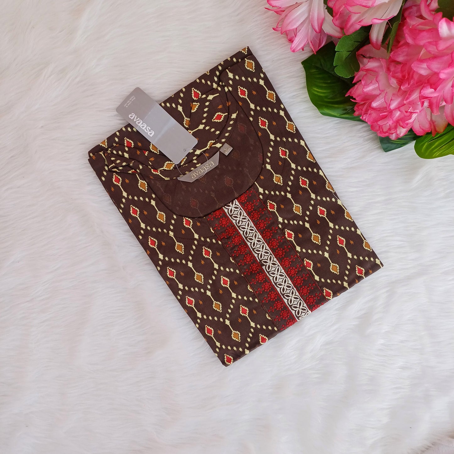 TRIBAL WEAVE BROWN KURTI