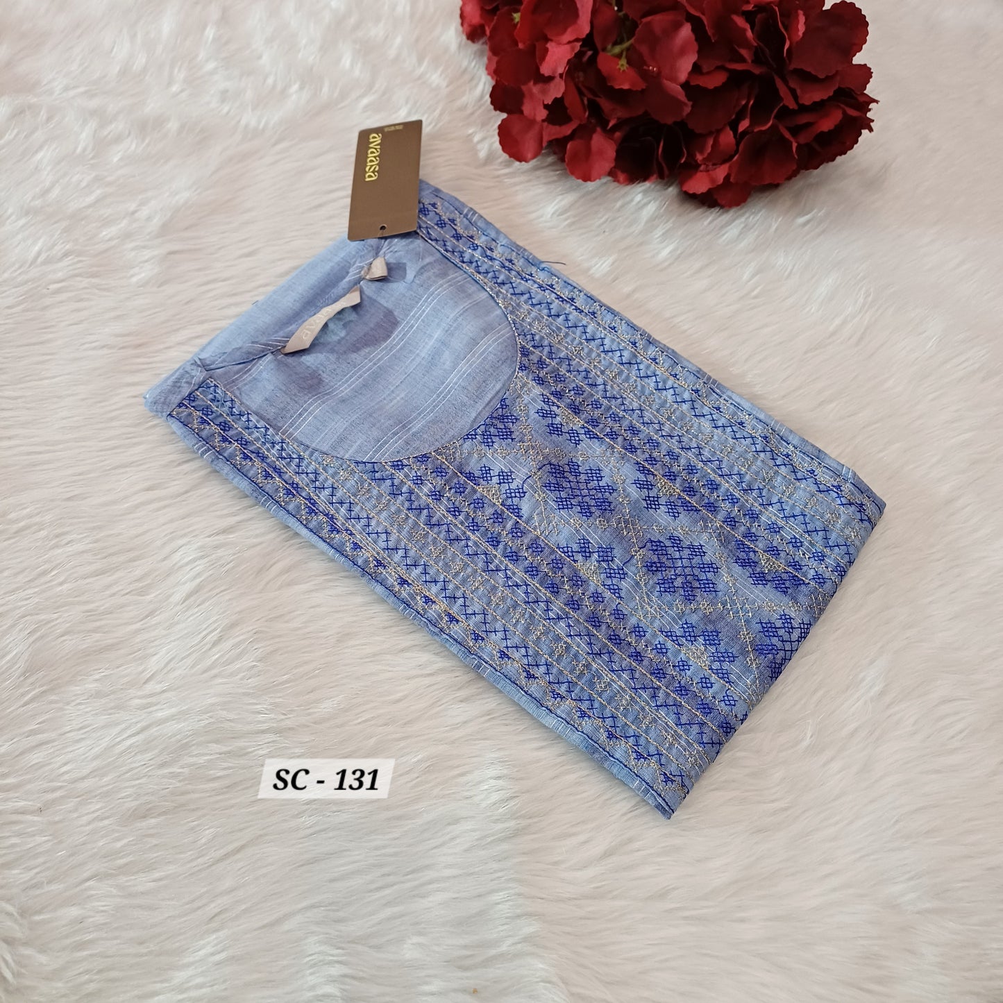 LIGHT AND DARK BLUE EMBRO KURTI