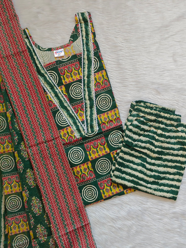 GREEN ROUND COTTON SET