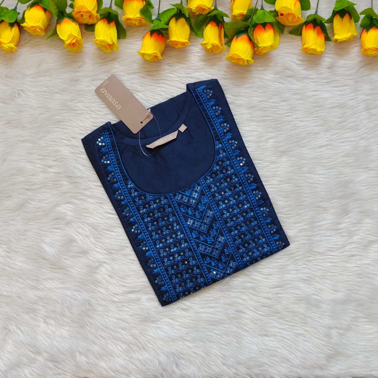 BLUE EMBRO KURTI