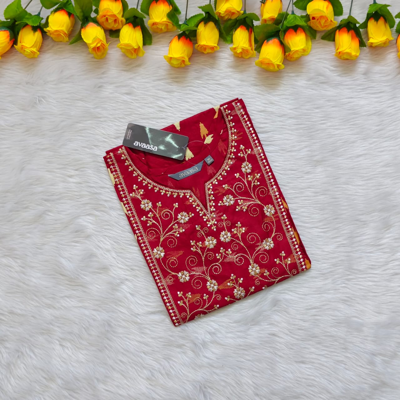 RED FLORAL KURTI