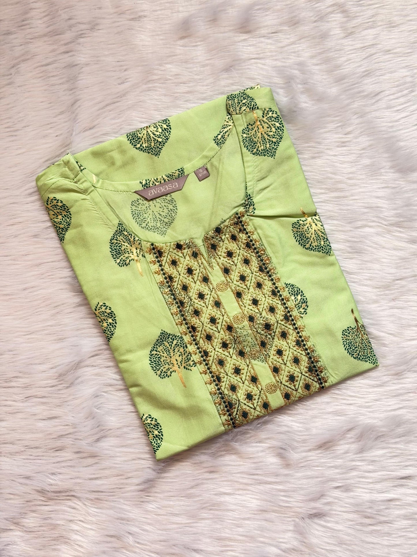PISTA LEAF SILK KURTI