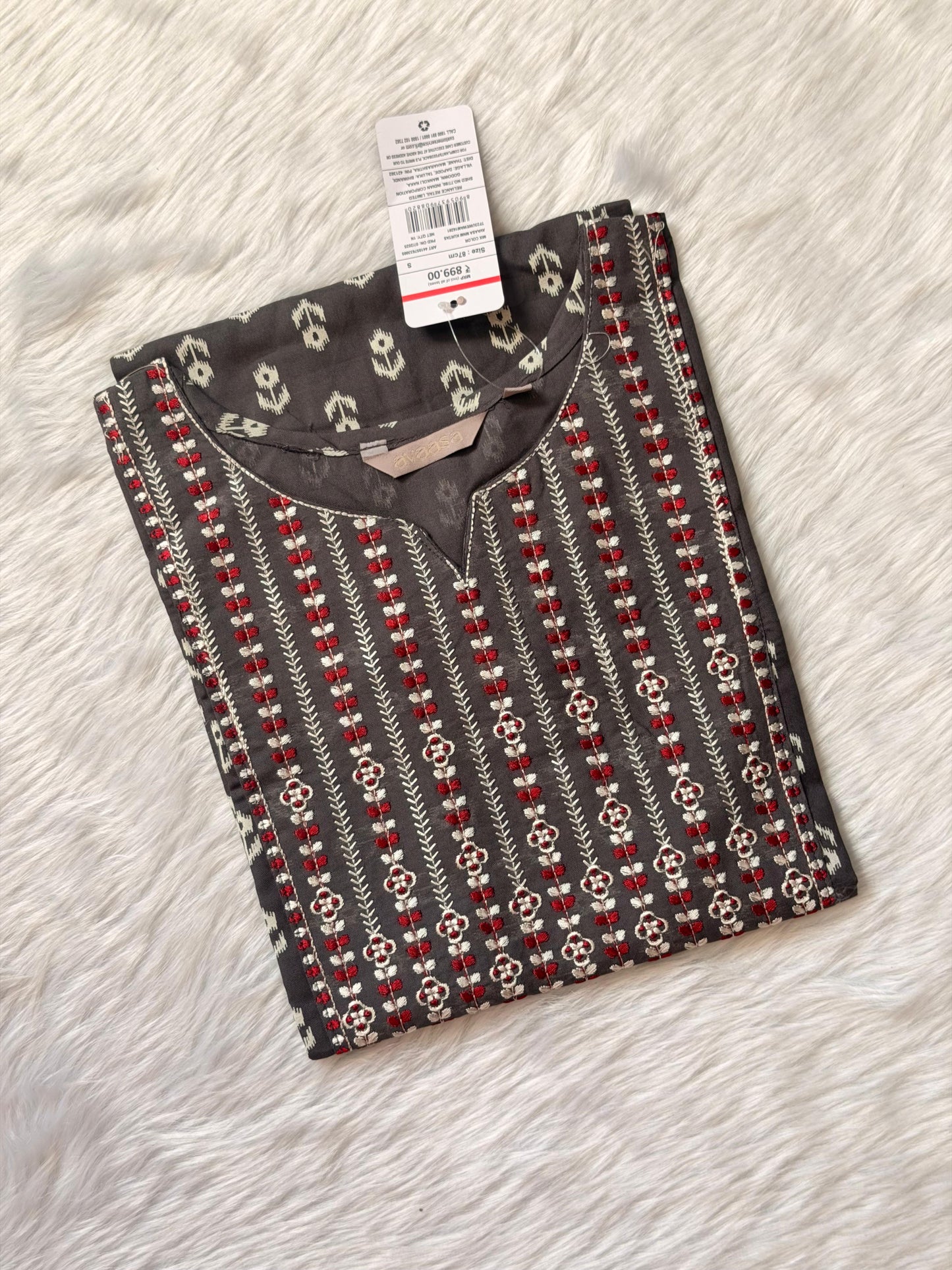 GREY FLORAL KURTI