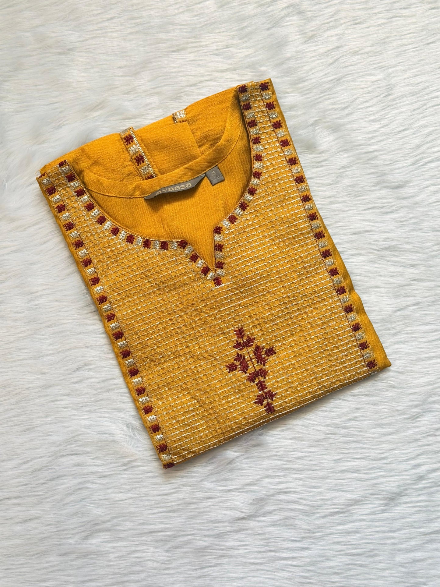 YELLOW EMBRO KURTI