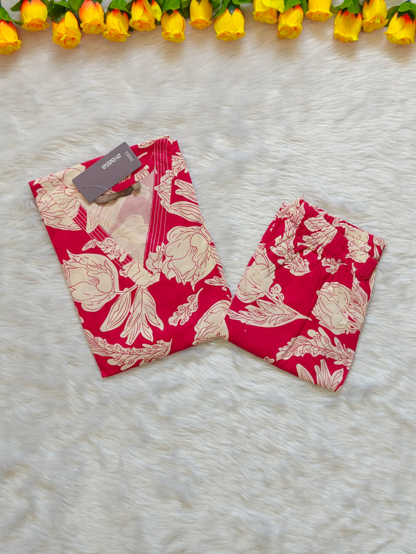 MAGENTA FLORAL RAYON CORD