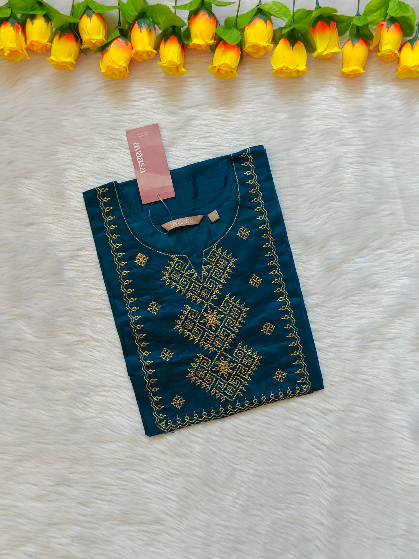 TEAL BLUSH SILK KURTI