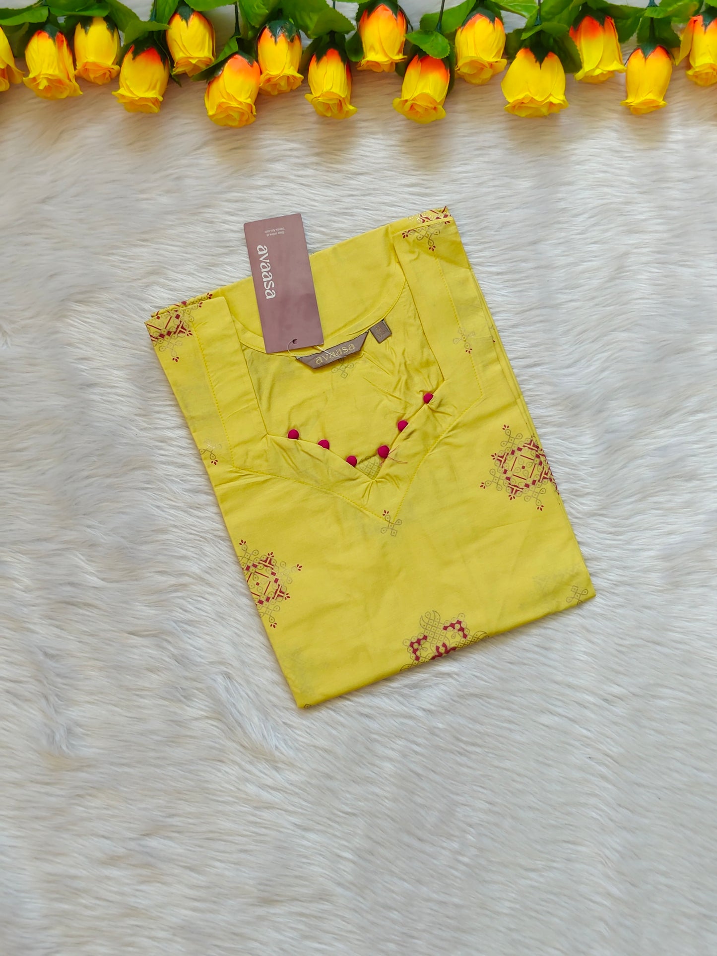 YELLOW KOLANGAL SILK KURTI