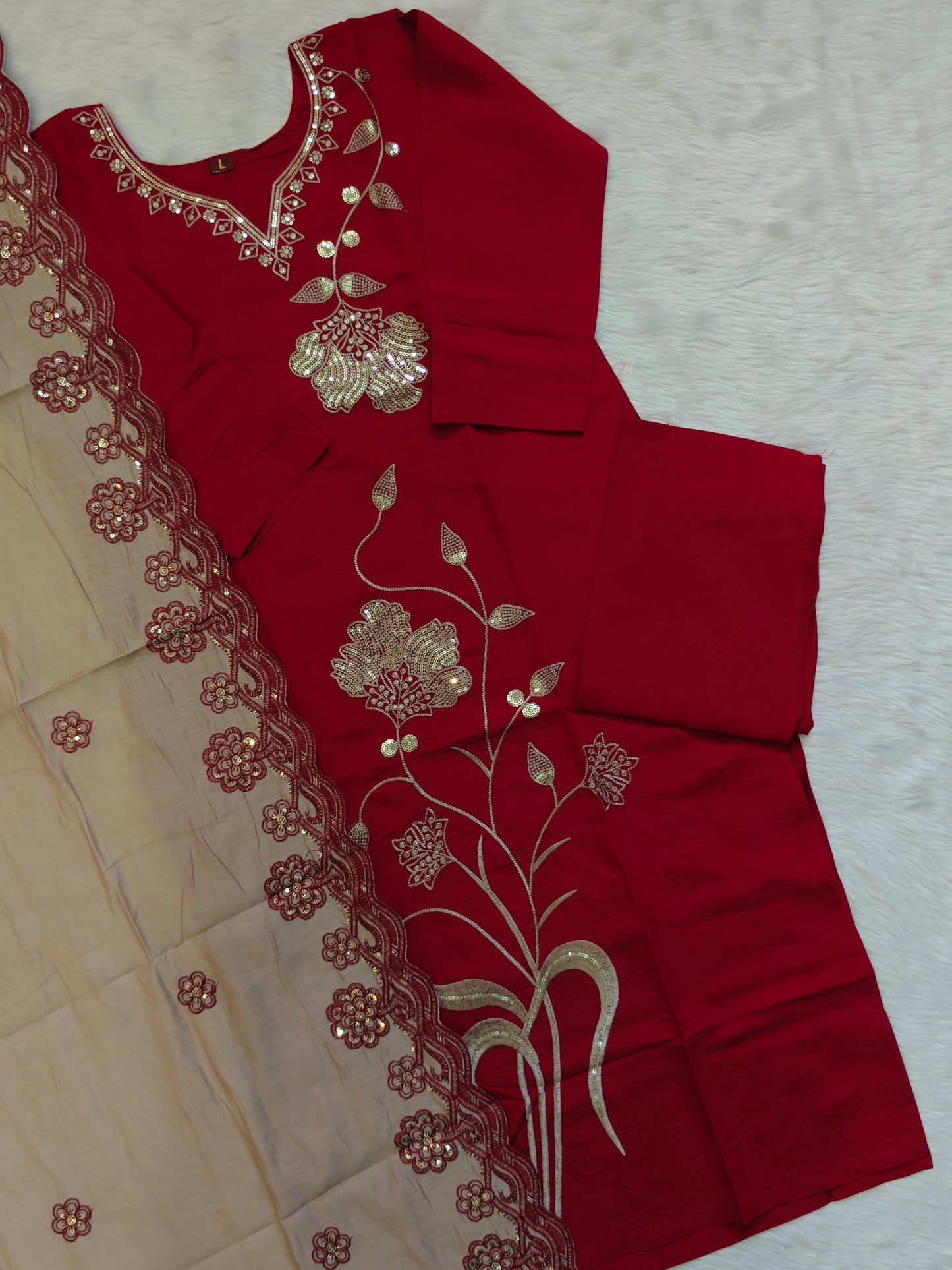 MAROON & SANDAL SET