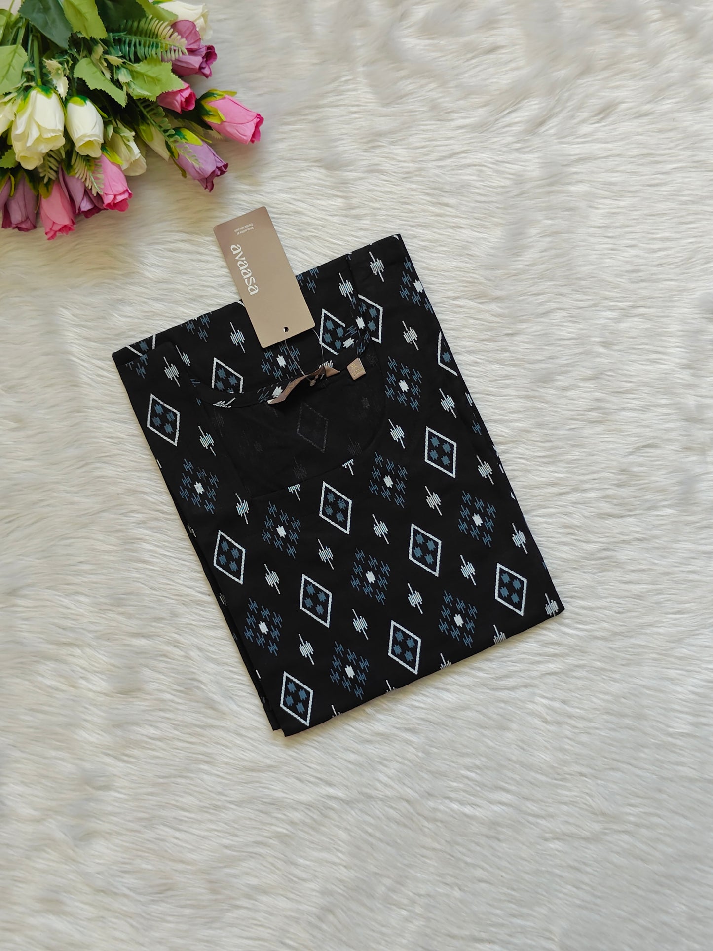 BLACK FLORAL KURTI