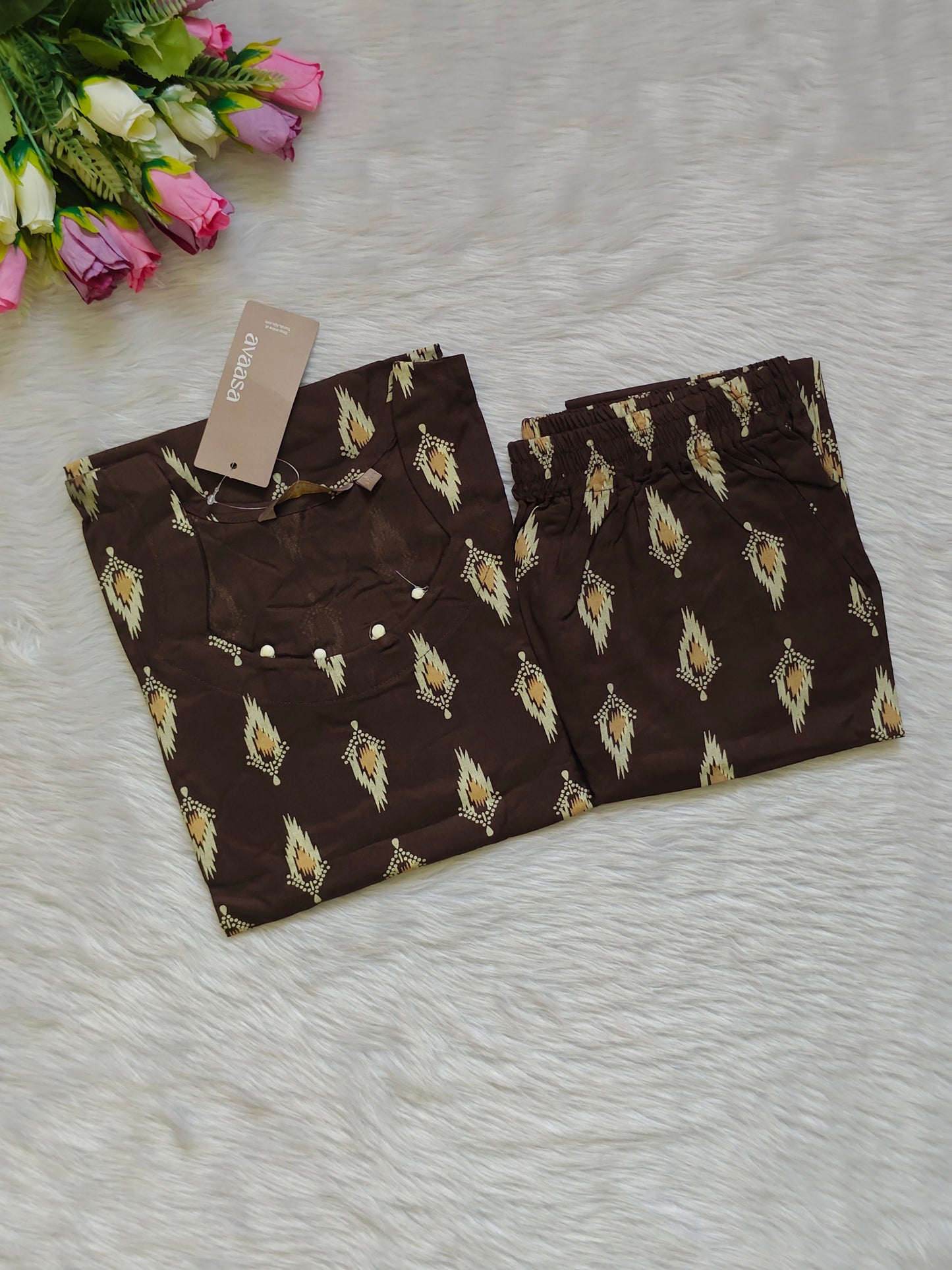 BROWN BEIGE RAYON CORD