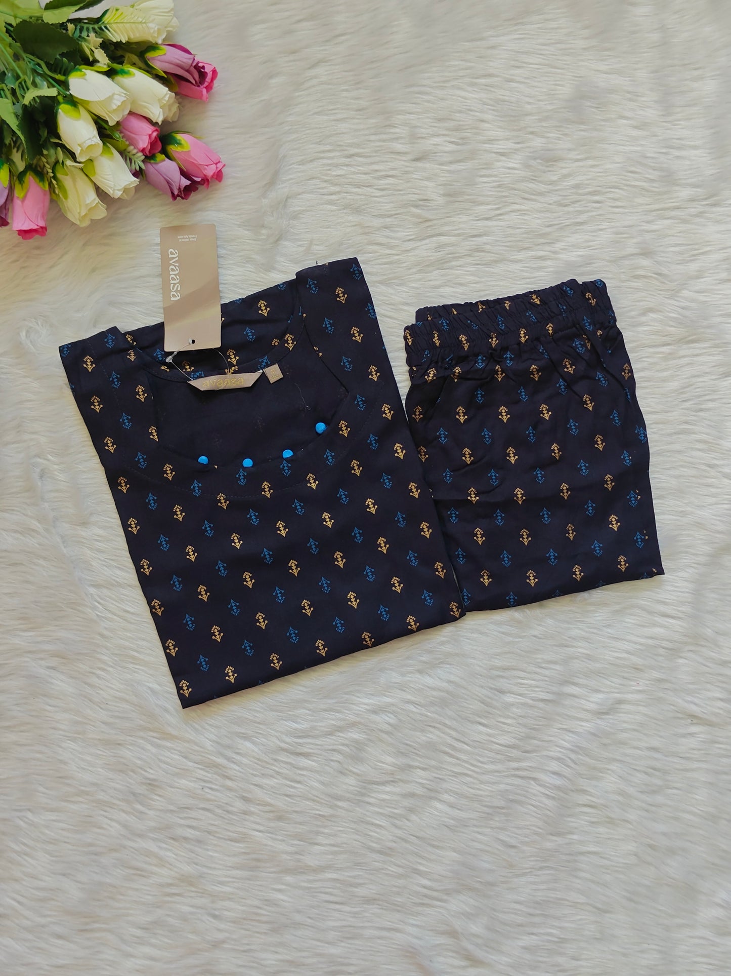 NEVY BLUE RAYON CORD