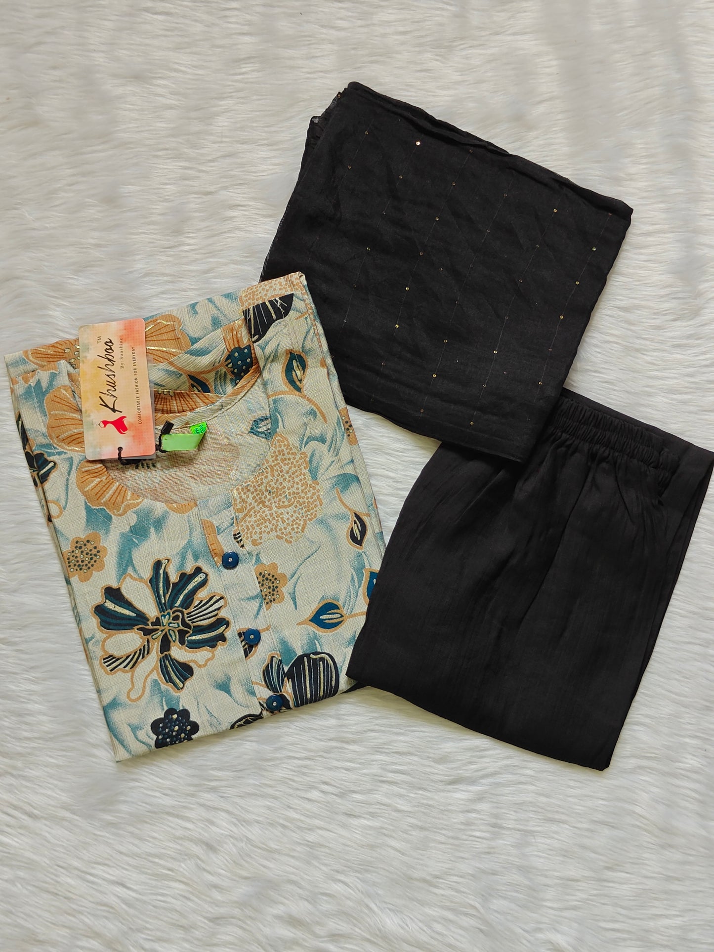 BEIGE TEAL BLACK SET