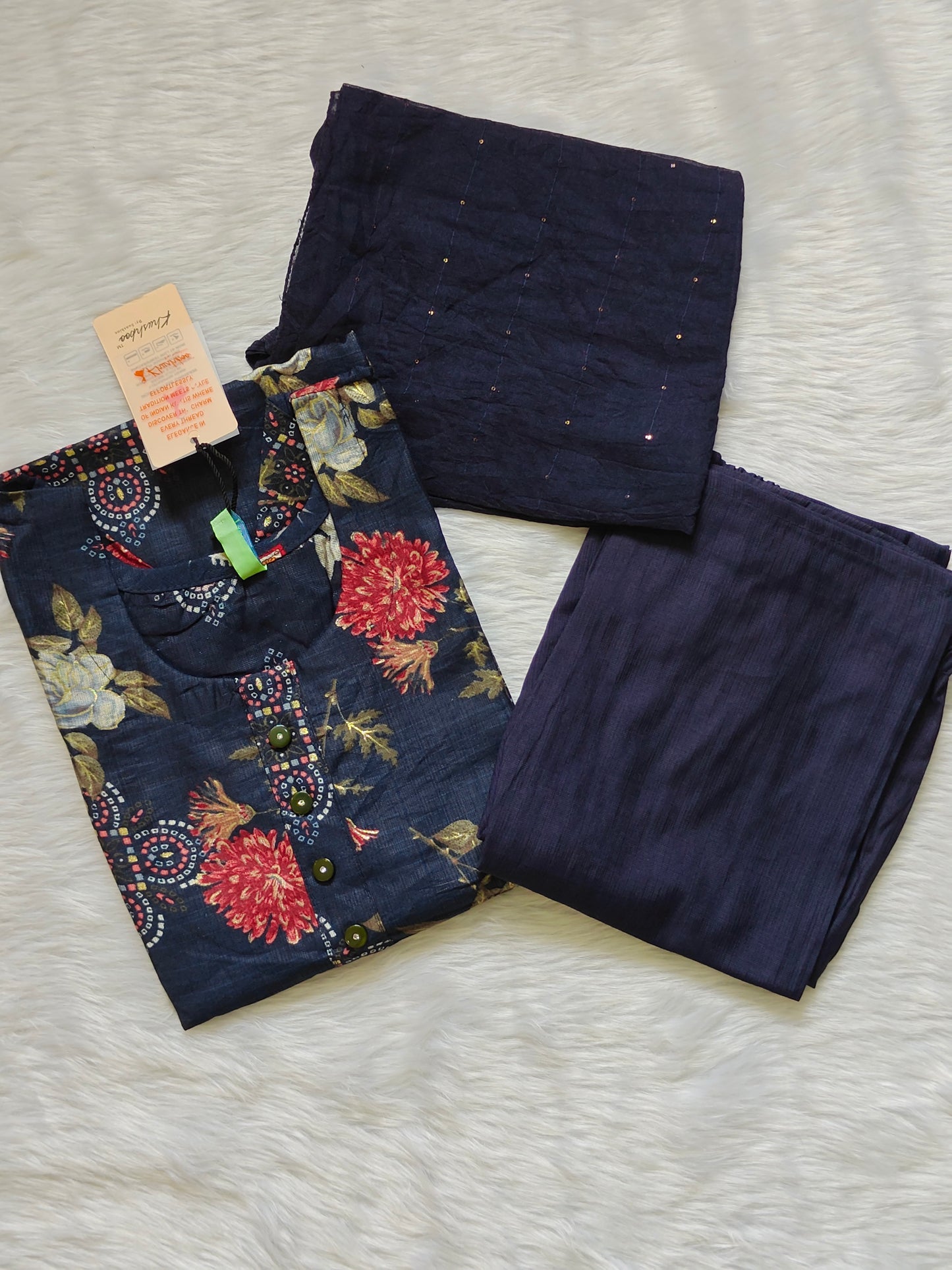 DARK BLUE FLORAL SET