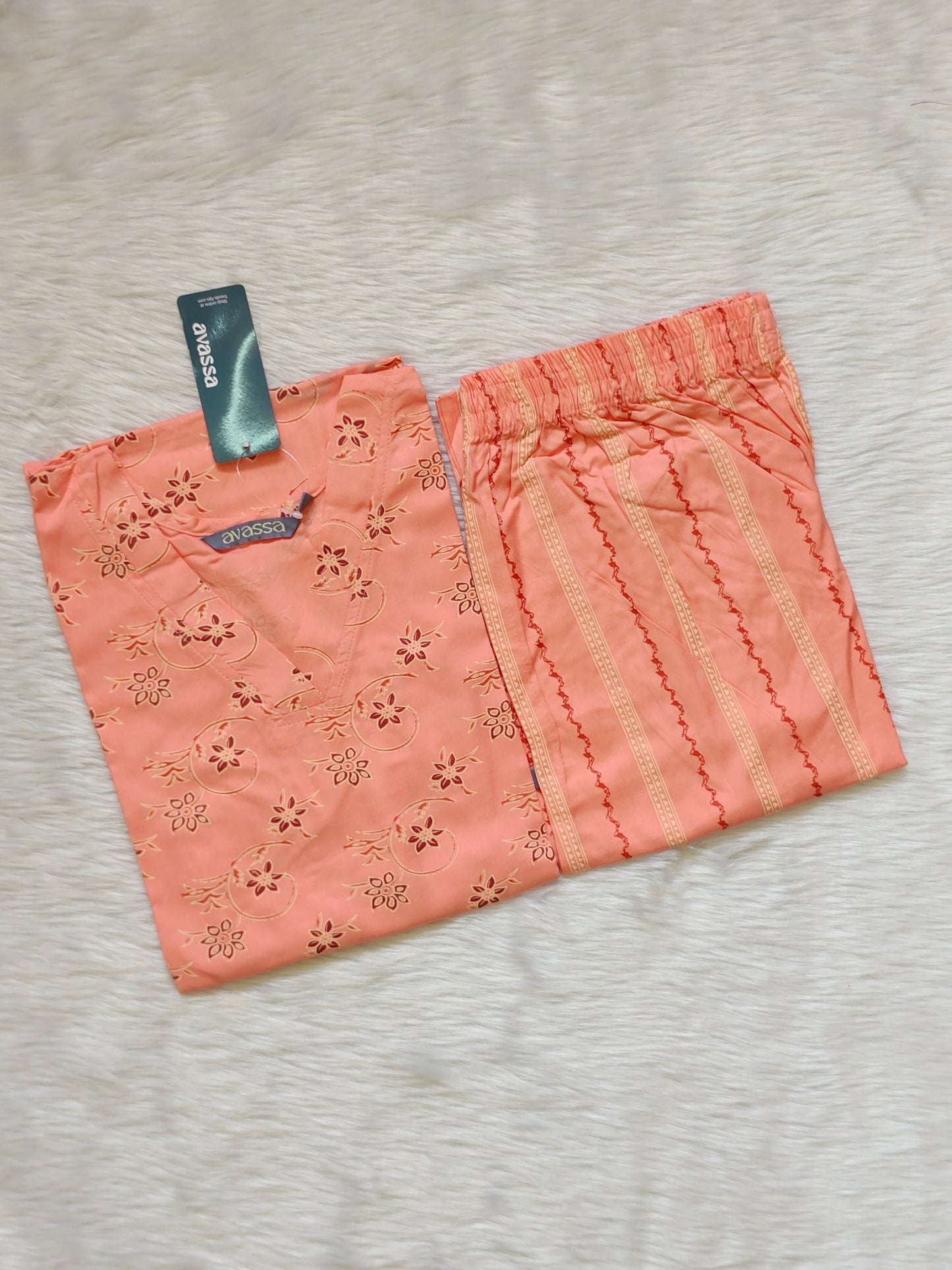 PEACH FLORAL RAYON CORD