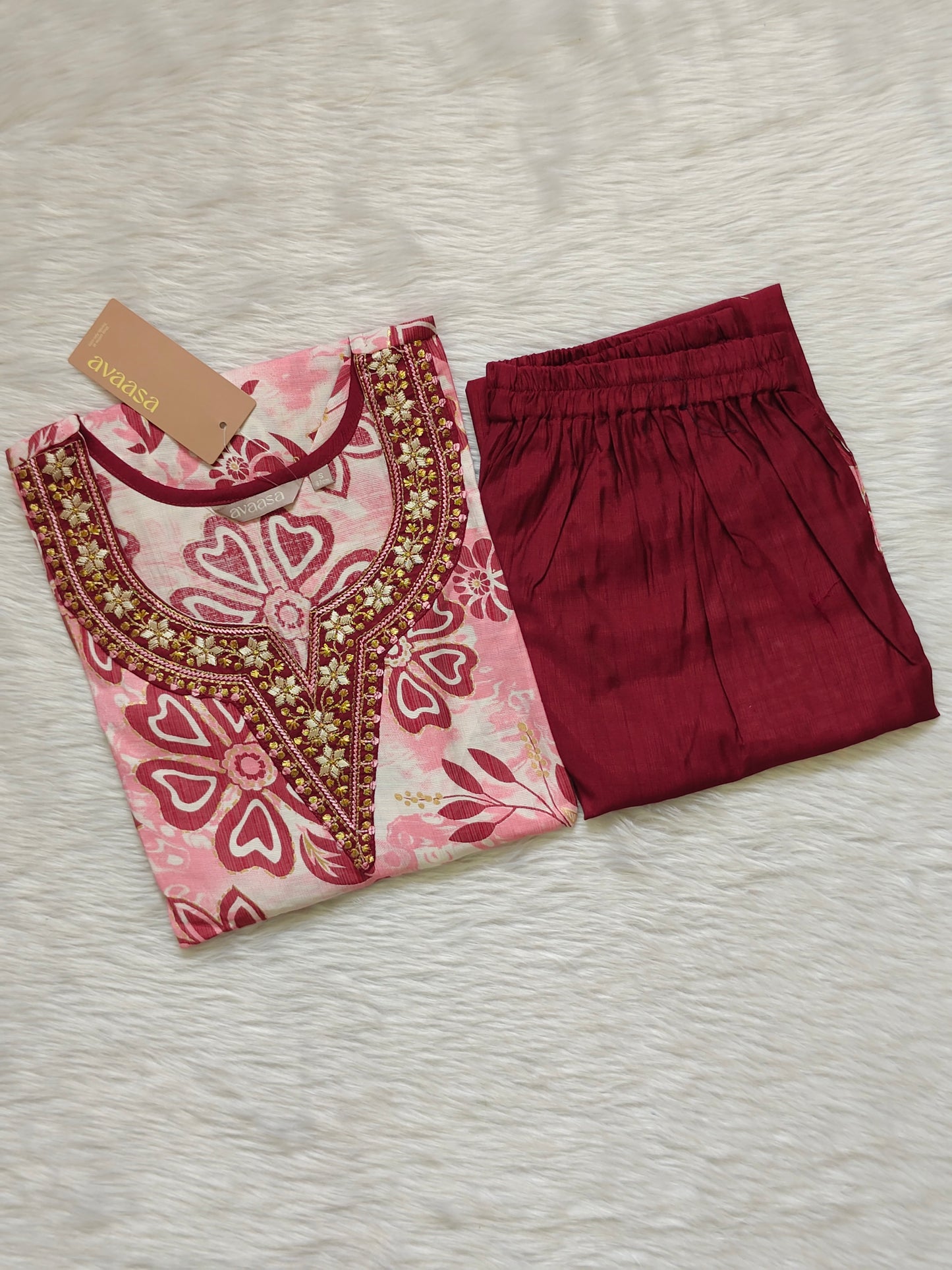 LIGHT PINK MAROON CORD