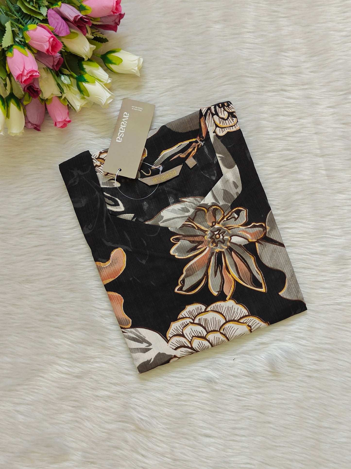 BLACK FLORAL KURTI