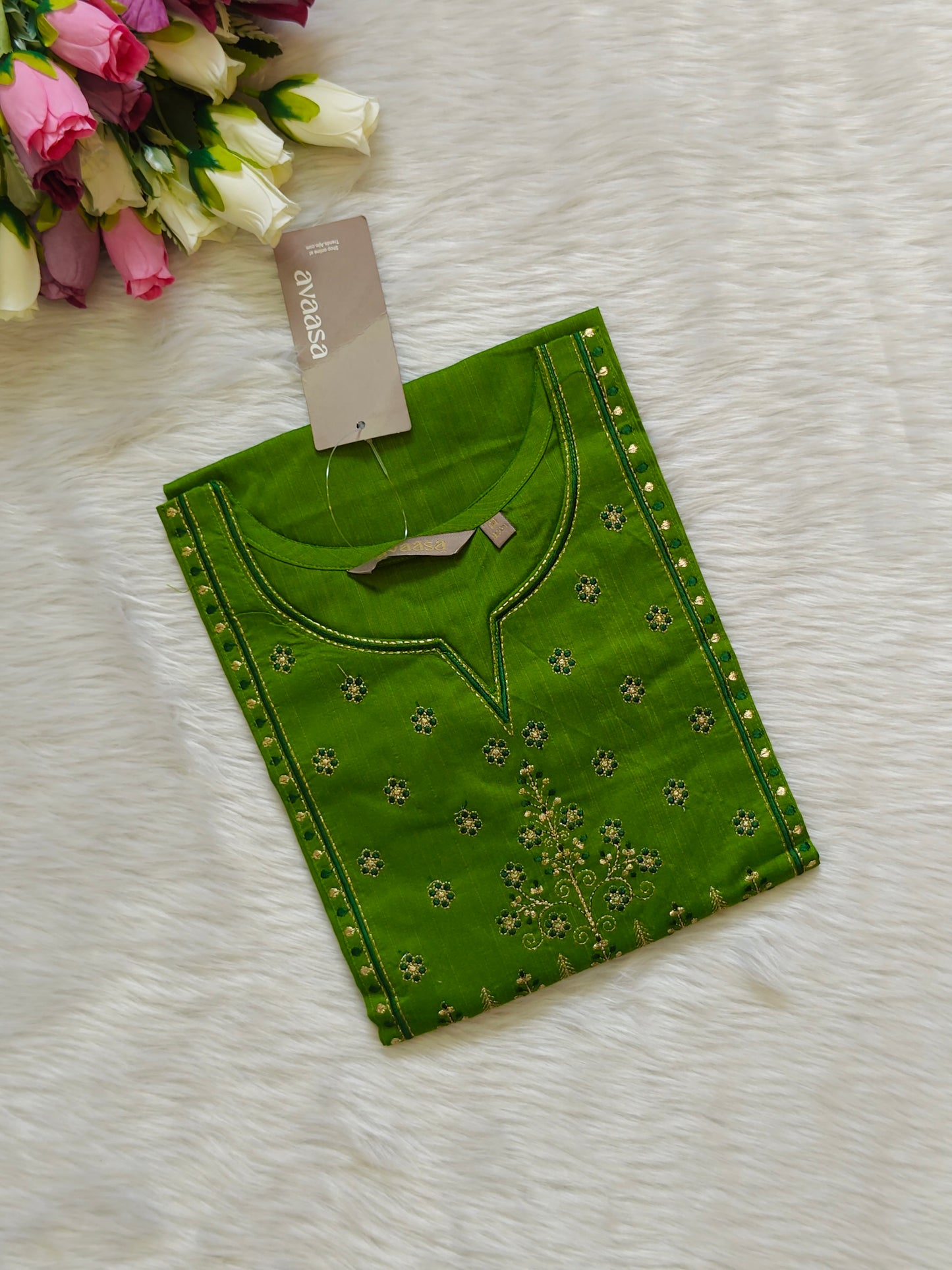 GREEN EMBROIDERED KURTI