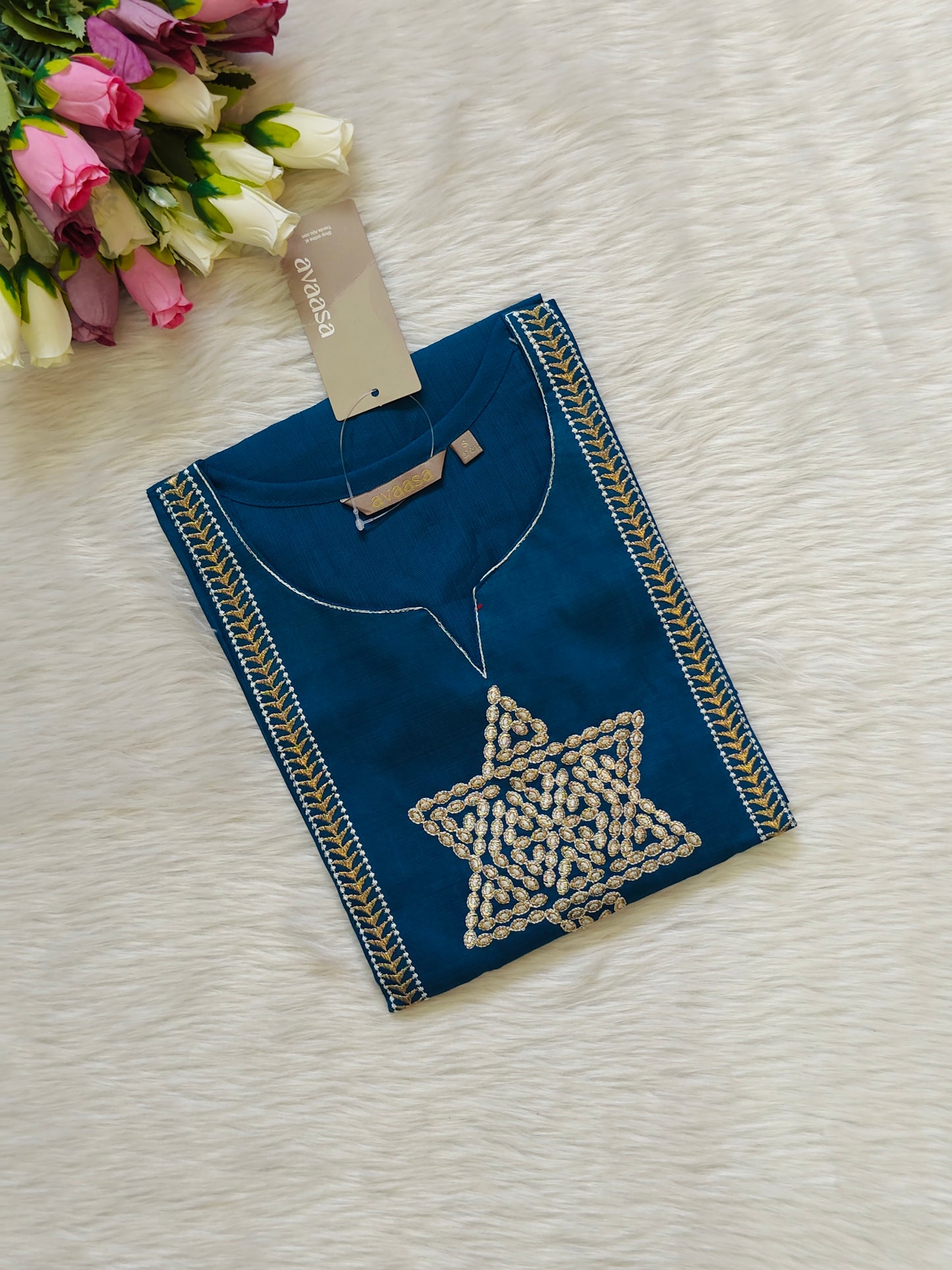 PEACOCK BLUE STAR KURTI