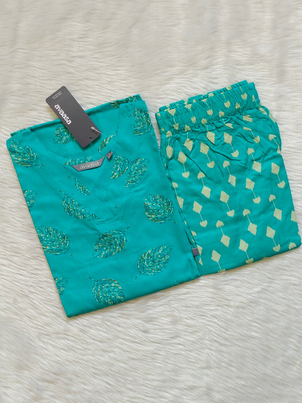 SEA GREEN LEAF RAYON CORD