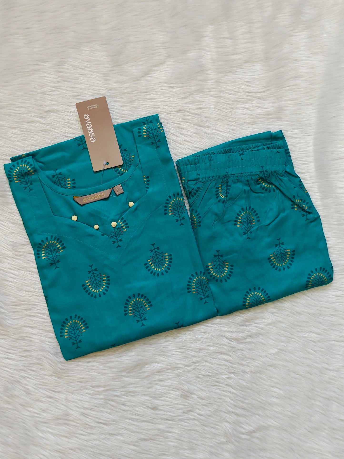 TURQUOISE FLORAL RAYON CORD