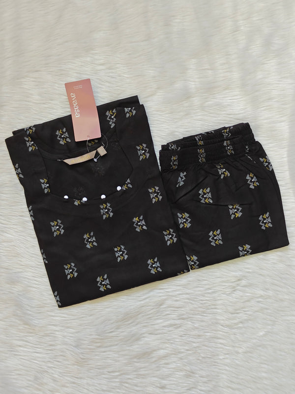 BLACK FLORAL RAYON CORD