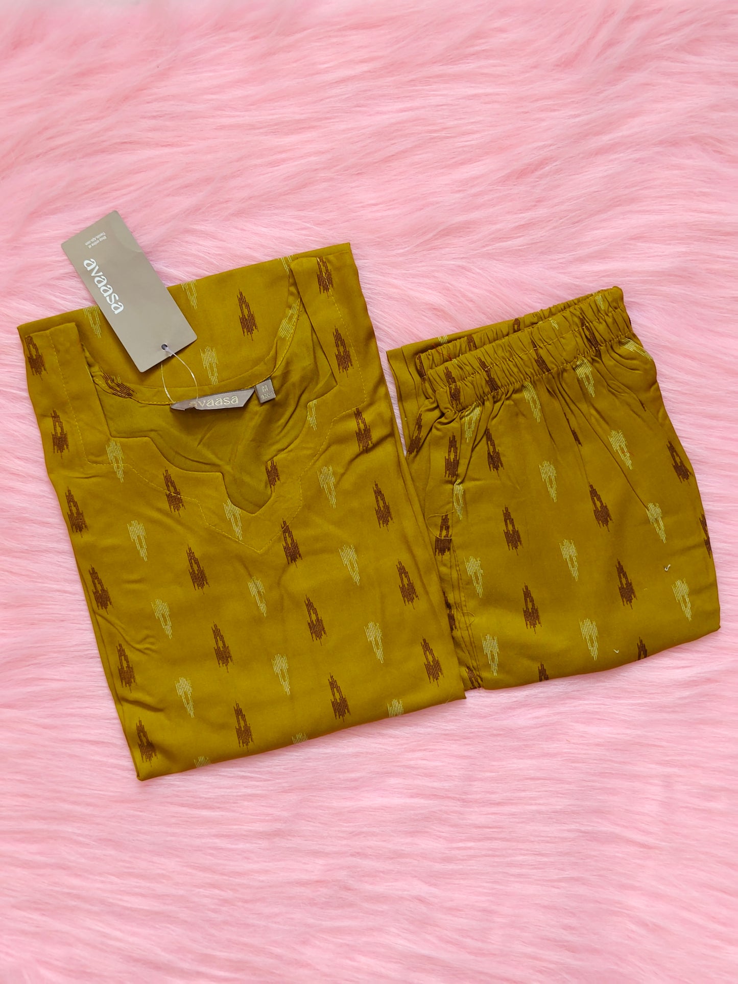 MUSTARD FLORAL RAYON CORD