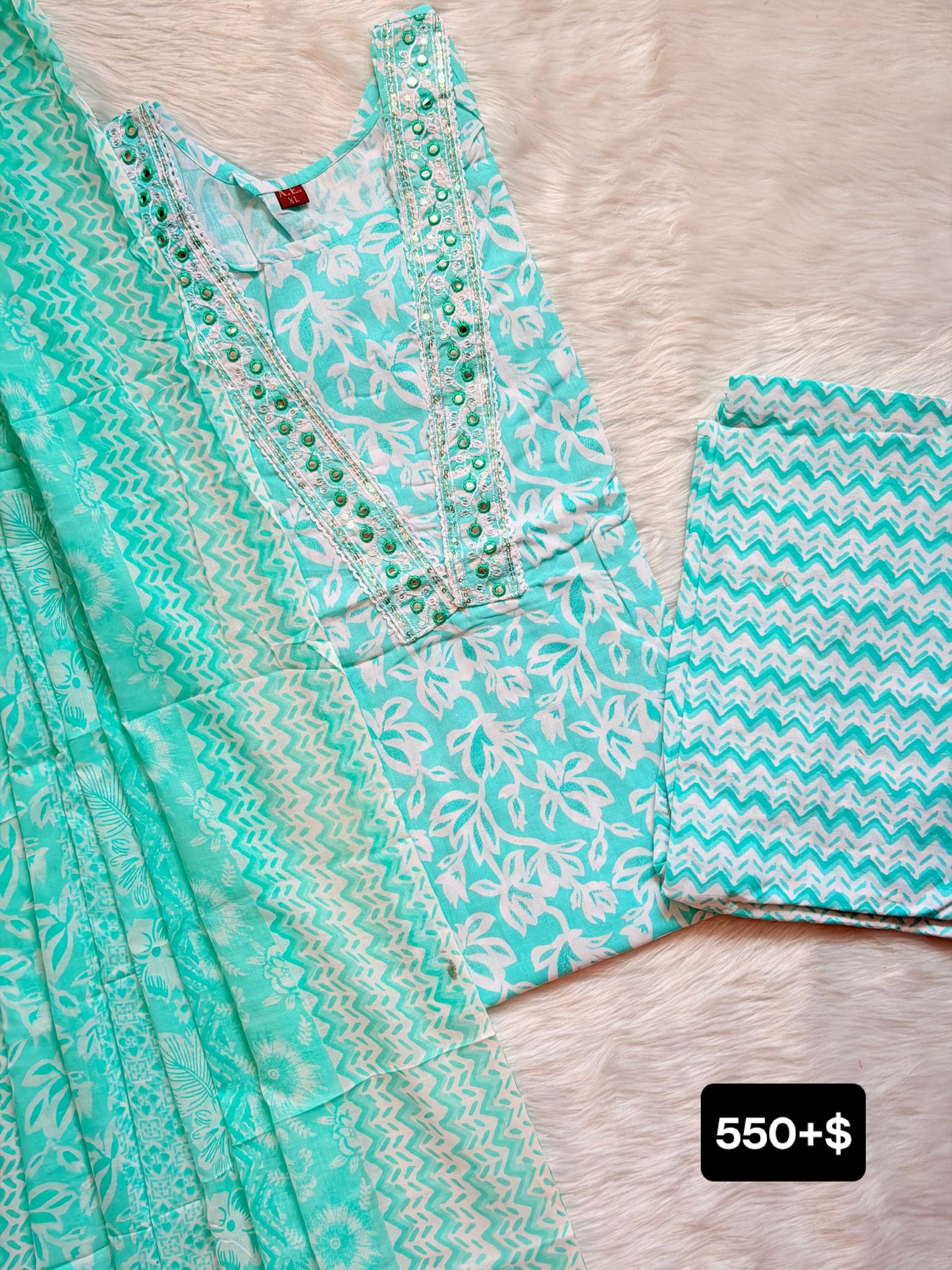 LIGHT GREEN COTTON SET