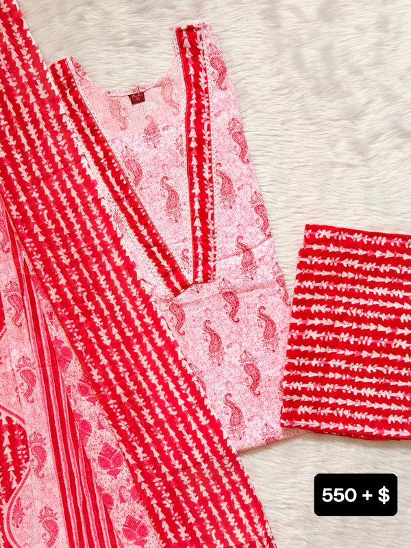 WHITE PINK COTTON SET