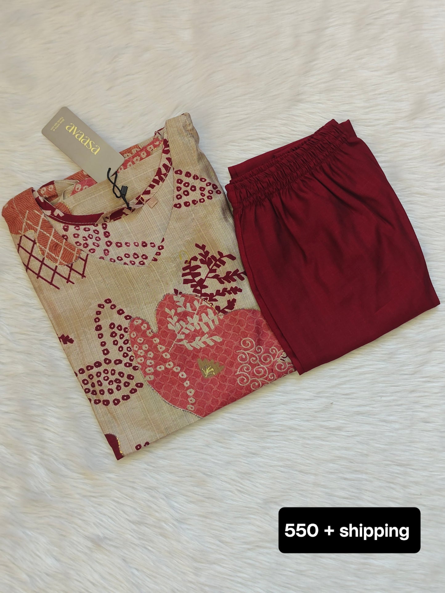 IVORY MAROON CORD