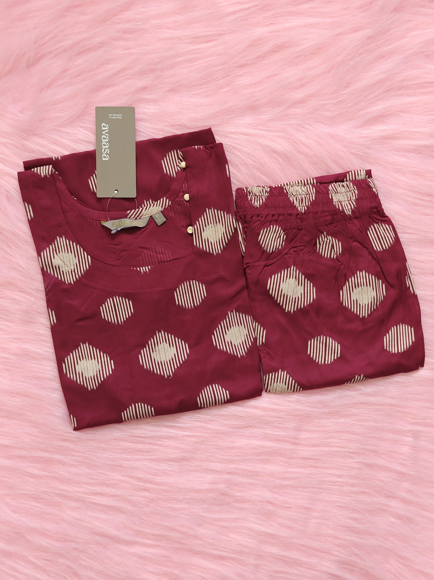 MAROON GEOMETRIC RAYON CORD