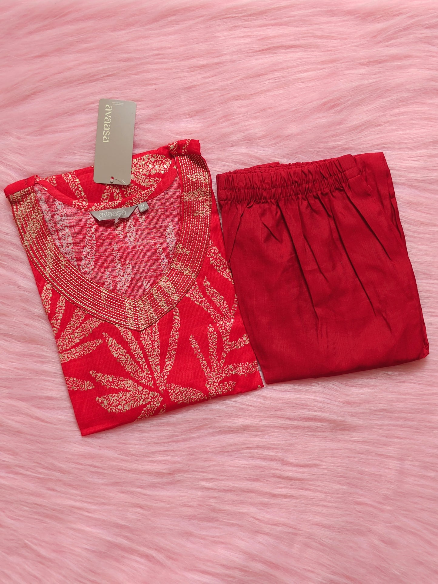 FESTIVE RED LEAF FLORAL CORD