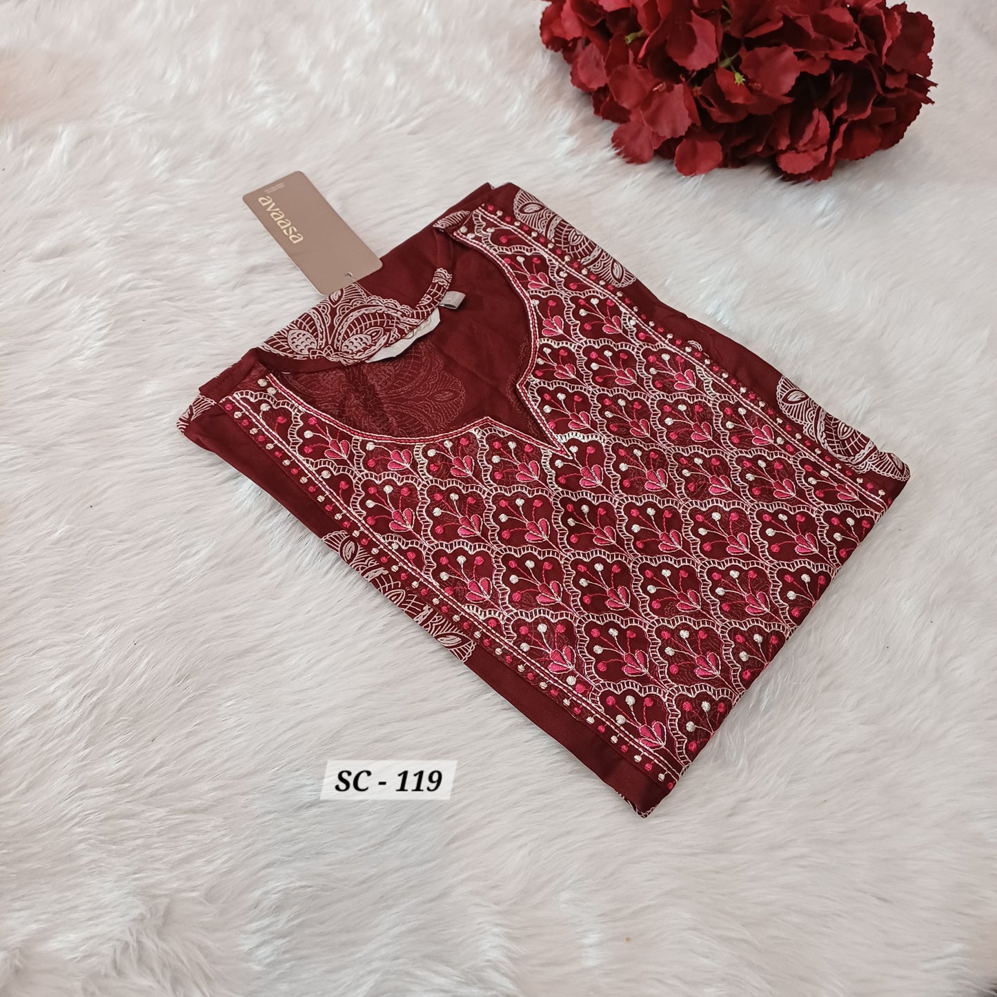 MAROON HERITAGE  KURTI