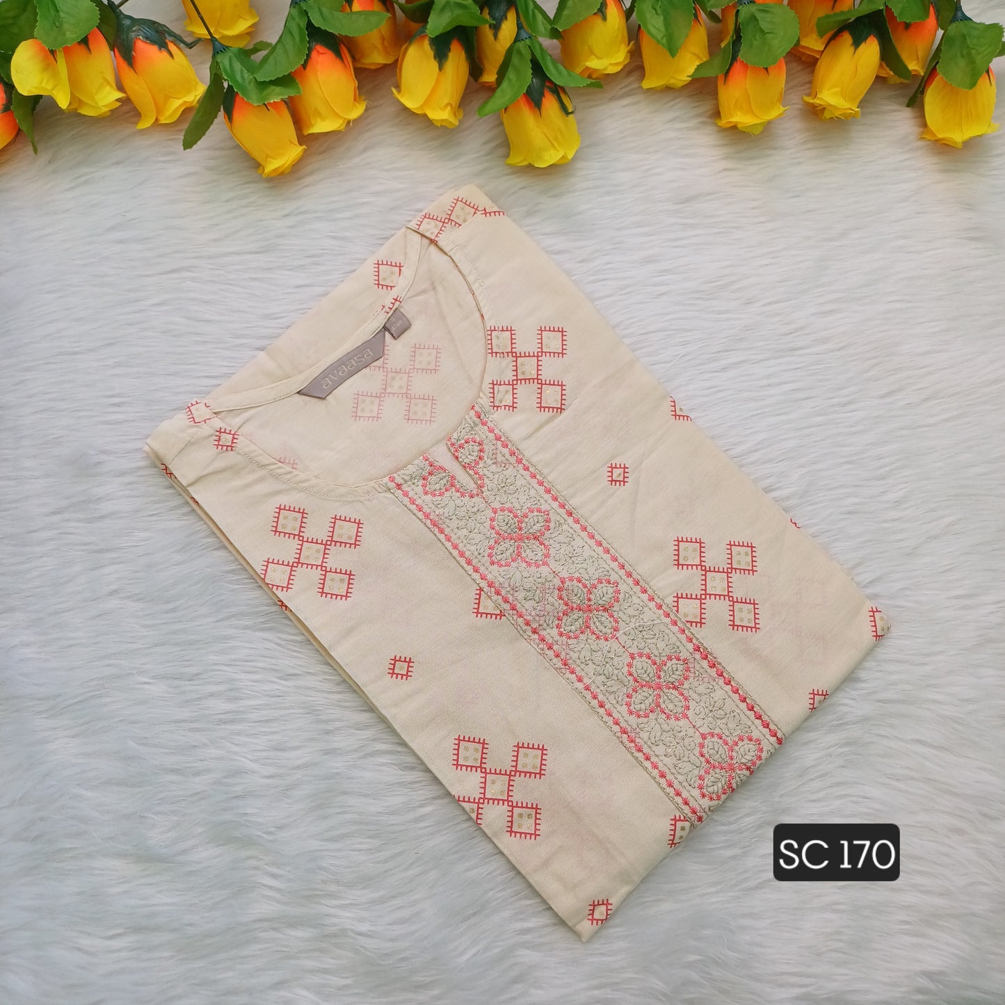 SOFT IVORY FLORAL KURTI