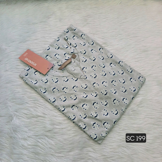 GREY FLORAL KURTI
