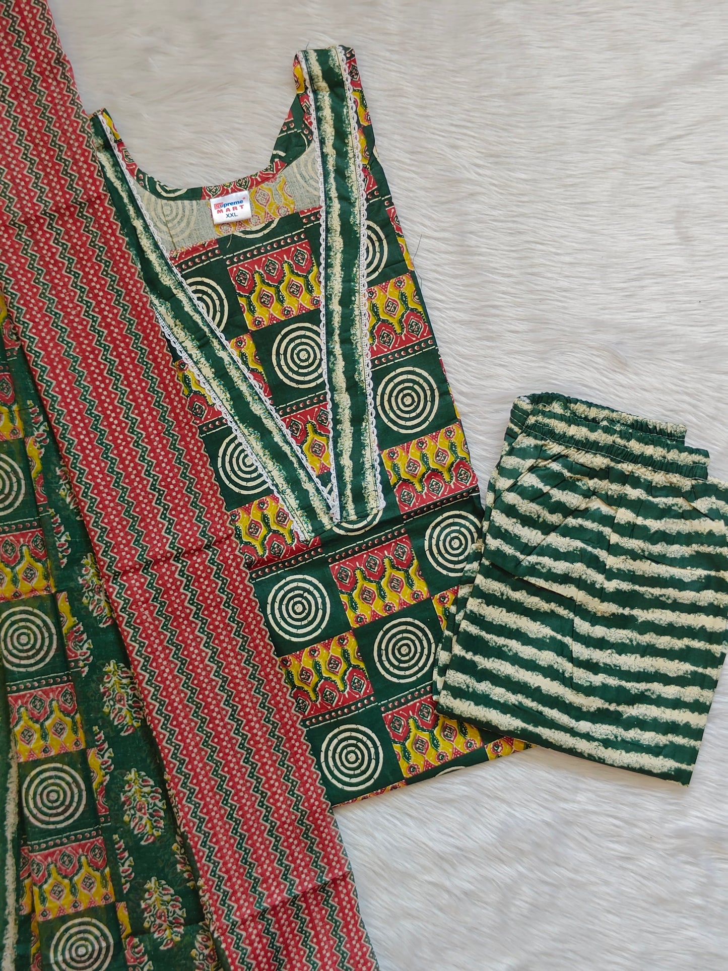 GREEN ROUND COTTON SET