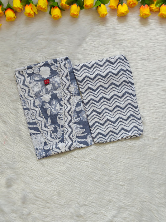 FLORAL GRAY COTTON CORD