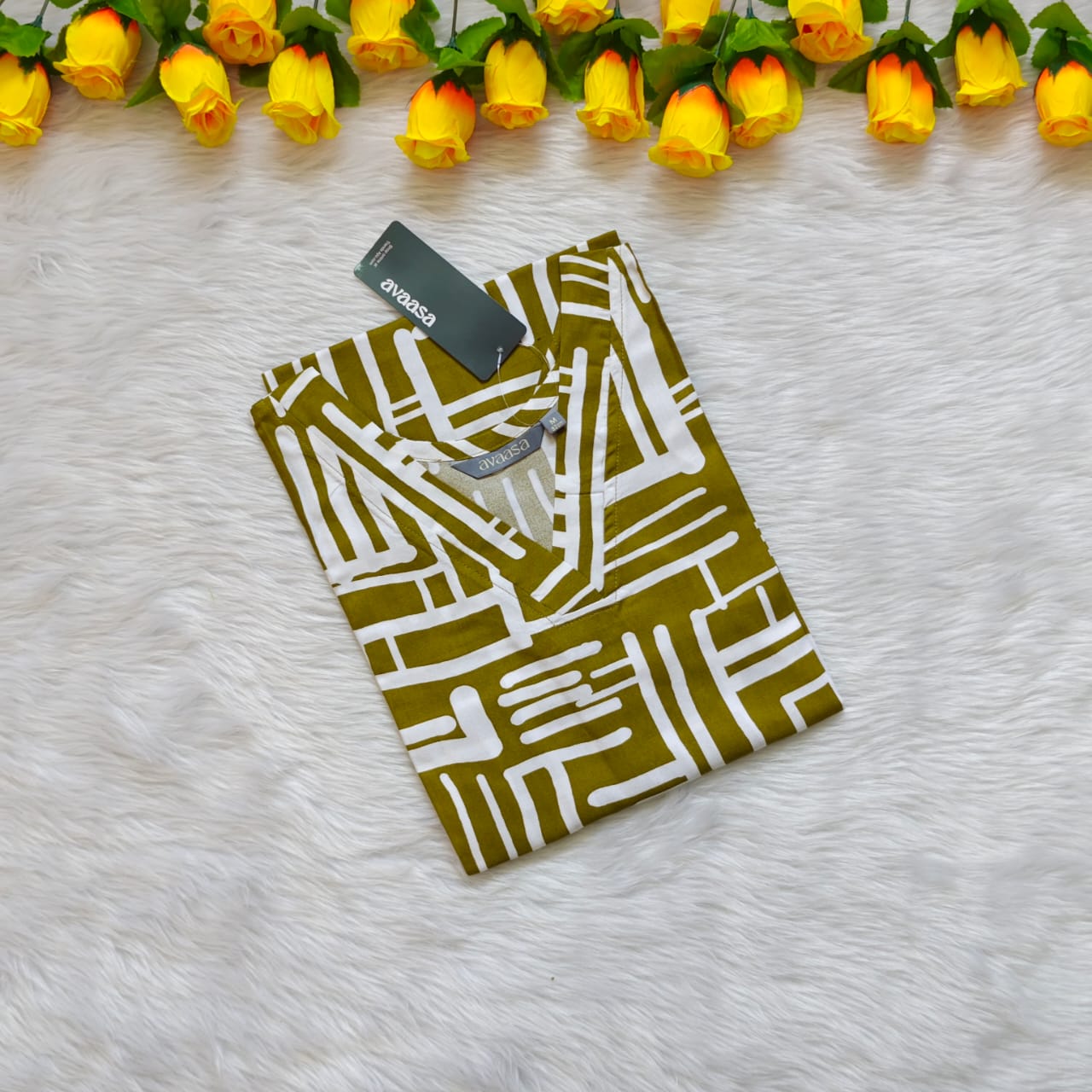 GREEN WHITE COMBO KURTI