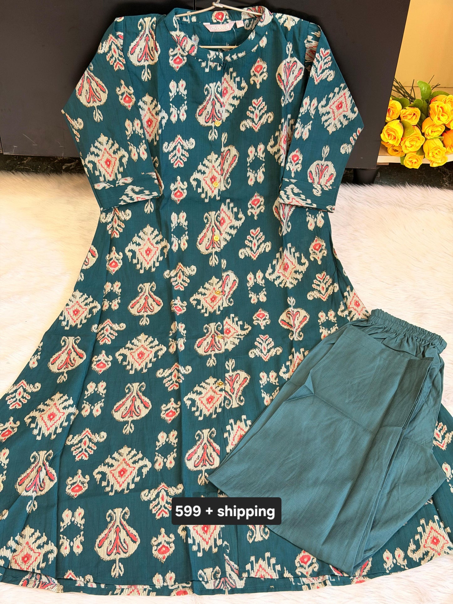 NAVY GREEN ALINE CORD