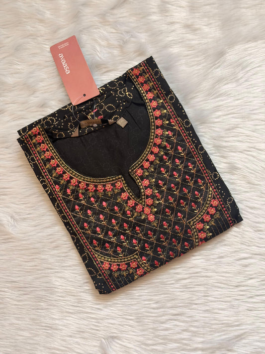 BLACK EMBROIDERY SILK  KURTI