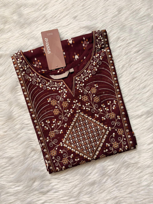 DARK PURPLE EMBROIDERY KURTII