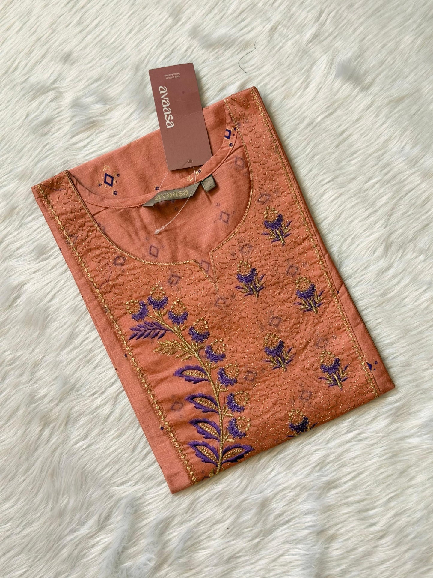 BEIGE EMBROIDERY SILK  KURTI