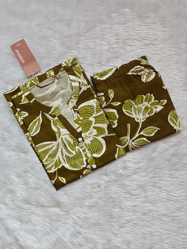 GREEN FLORAL RAYON CORD