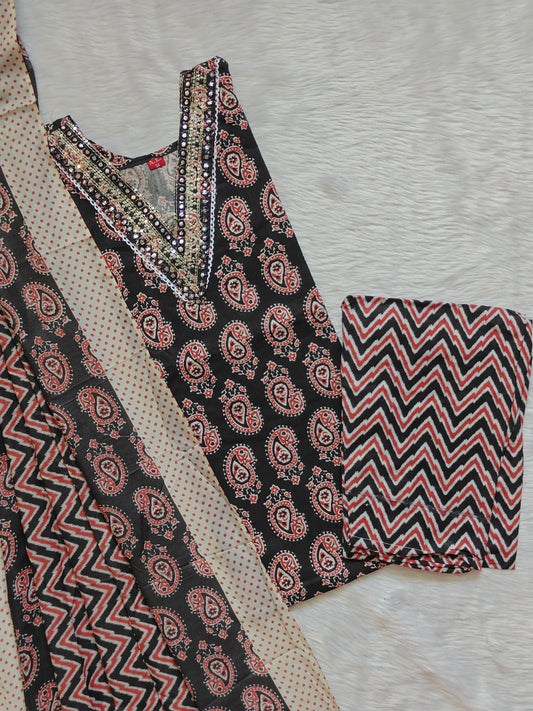 BLACK MAANGA COTTON SET