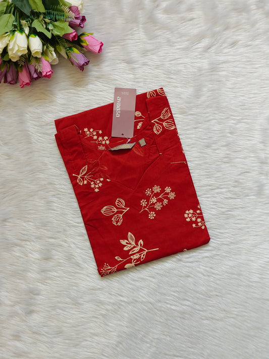 RUST BROWN FLORAL KURTI