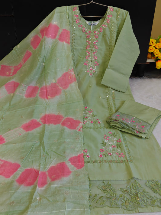 MINT GREEN EMBROIDERED SET