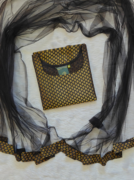 BLACK BANARASI TOP AND SHAWL  COMBO