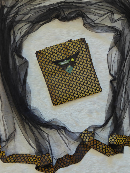 BLACK BANARASI TOP AND SHAWL  COMBO