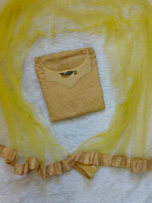 CREAM BANARASI TOP AND SHAWL  COMBO