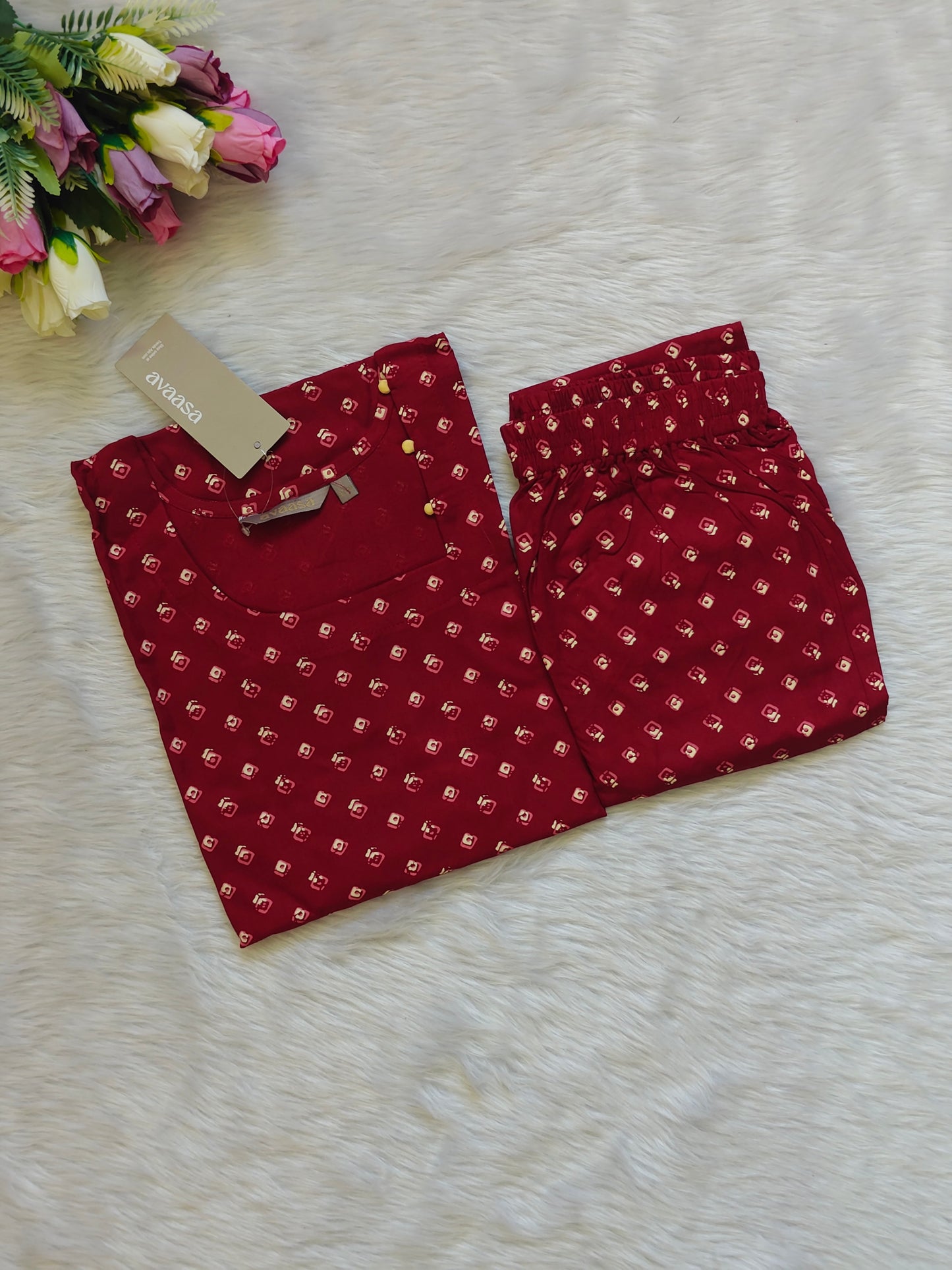 MAROON BEIGE RAYON CORD