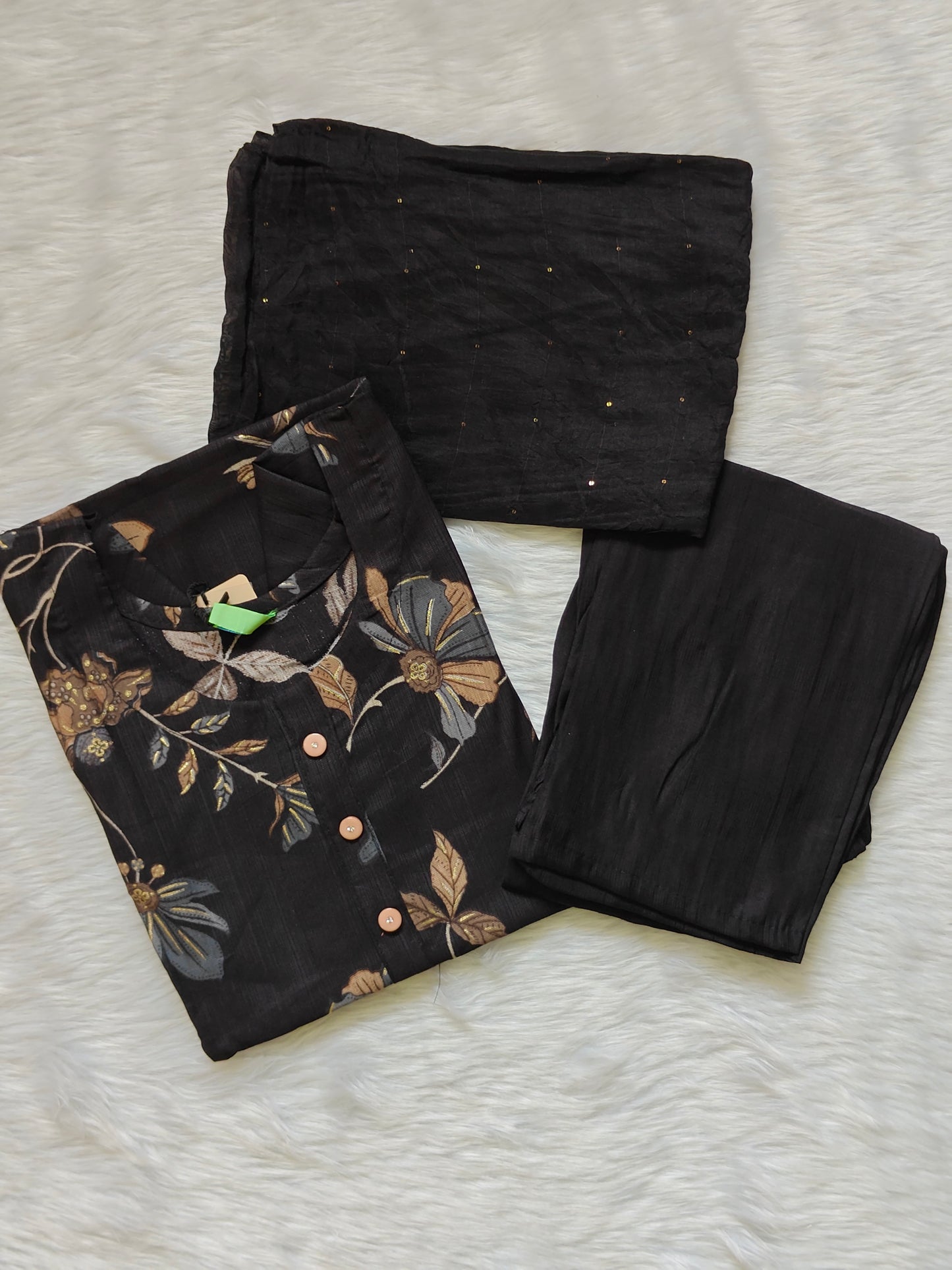 BLACK  FLORAL SET
